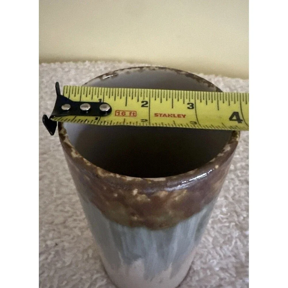 Ashland Fall Blue Brown Floral Container Vase 8” H X 4” W